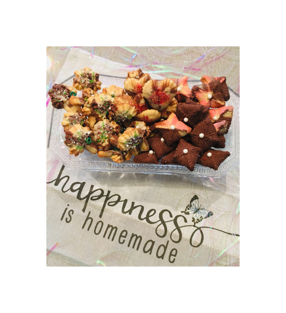 A basket of food on top of a table.