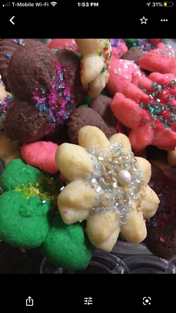 A close up of some cookies with different colors
