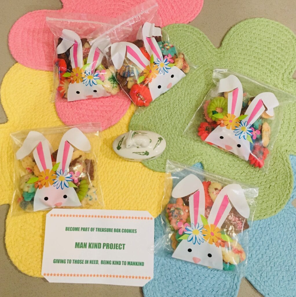 A bunch of candy bags that are sitting on the floor